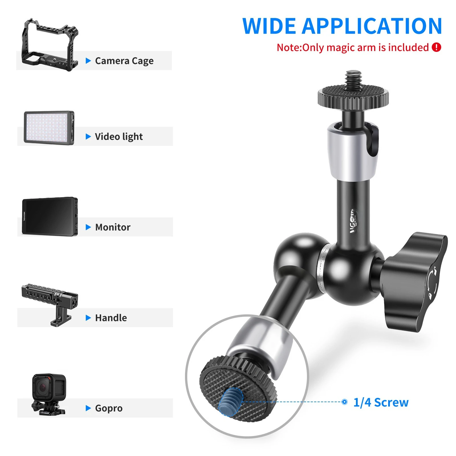 Universal crab clamp connecting arm tripod monitor filling light