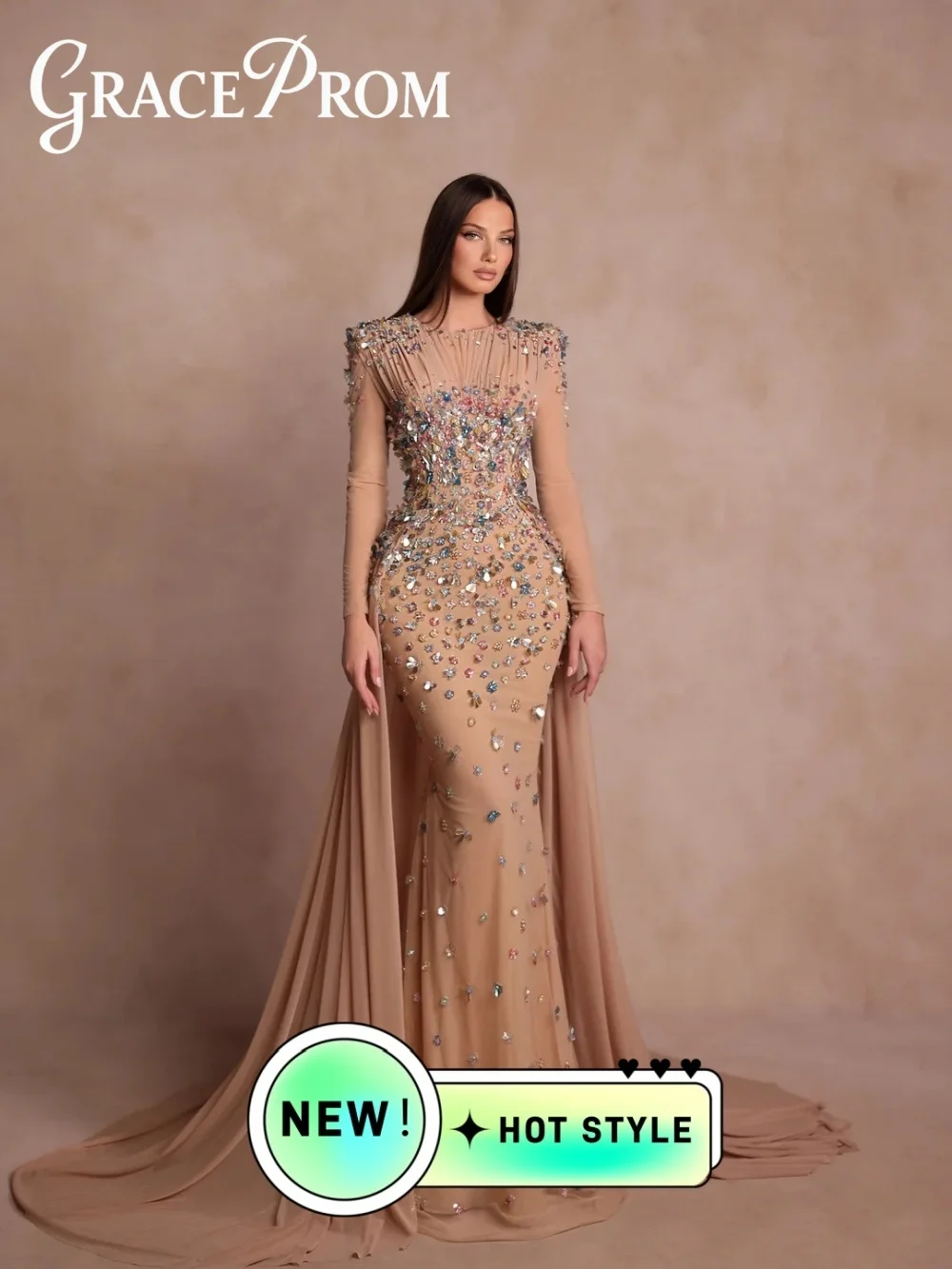 

GraceProm Exquisite Mermaid Evening Dress 2026 Flowing Chiffon Carpet Gown Trendy A-Line Floor-Length Party Gown فساتين سهرة