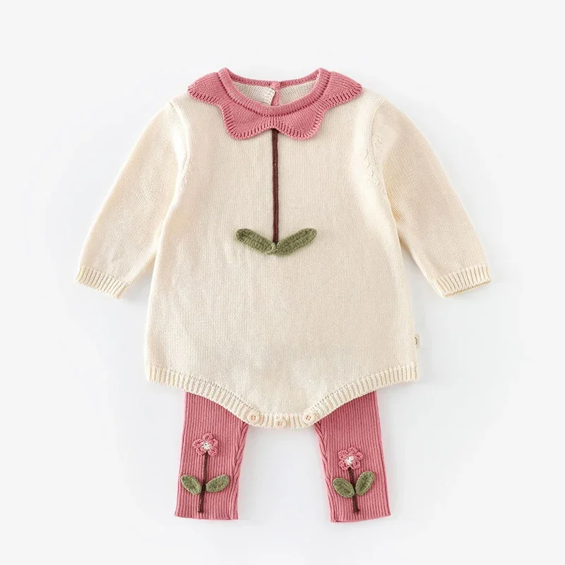2026 ربيع جديد الرضع طفل الفتيات محبوك بذلة 0-3Yrs ملابس الأطفال الوليد الطفل بنات محبوك داخلية + السراويل 2 قطعة #1