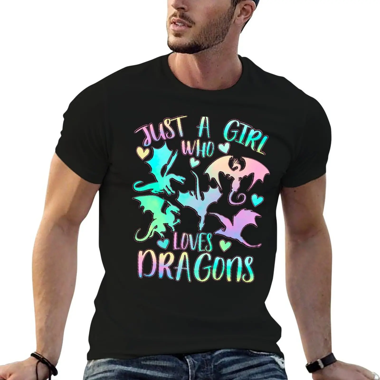 

Just a Girl who loves Dragons T-Shirt black cotton t-shirt plain for man package men t shirt cotton 100% T-Shirt