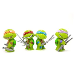 4pcs/set Kawaii Teenage Mutant Ninja Turtles Michelangelo Donatello Action Figure Car Ornaments Decor Tmnt Model Kids Hobby Toys
