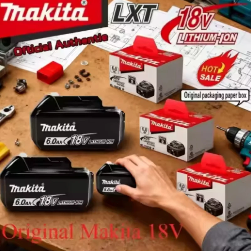 

Genuine 6AH makita BL1860 6ah Battery Power Tools Li-ion Replacement LXT BL1850 BL1840 for 18V Screwdriver with BMS 18v battery