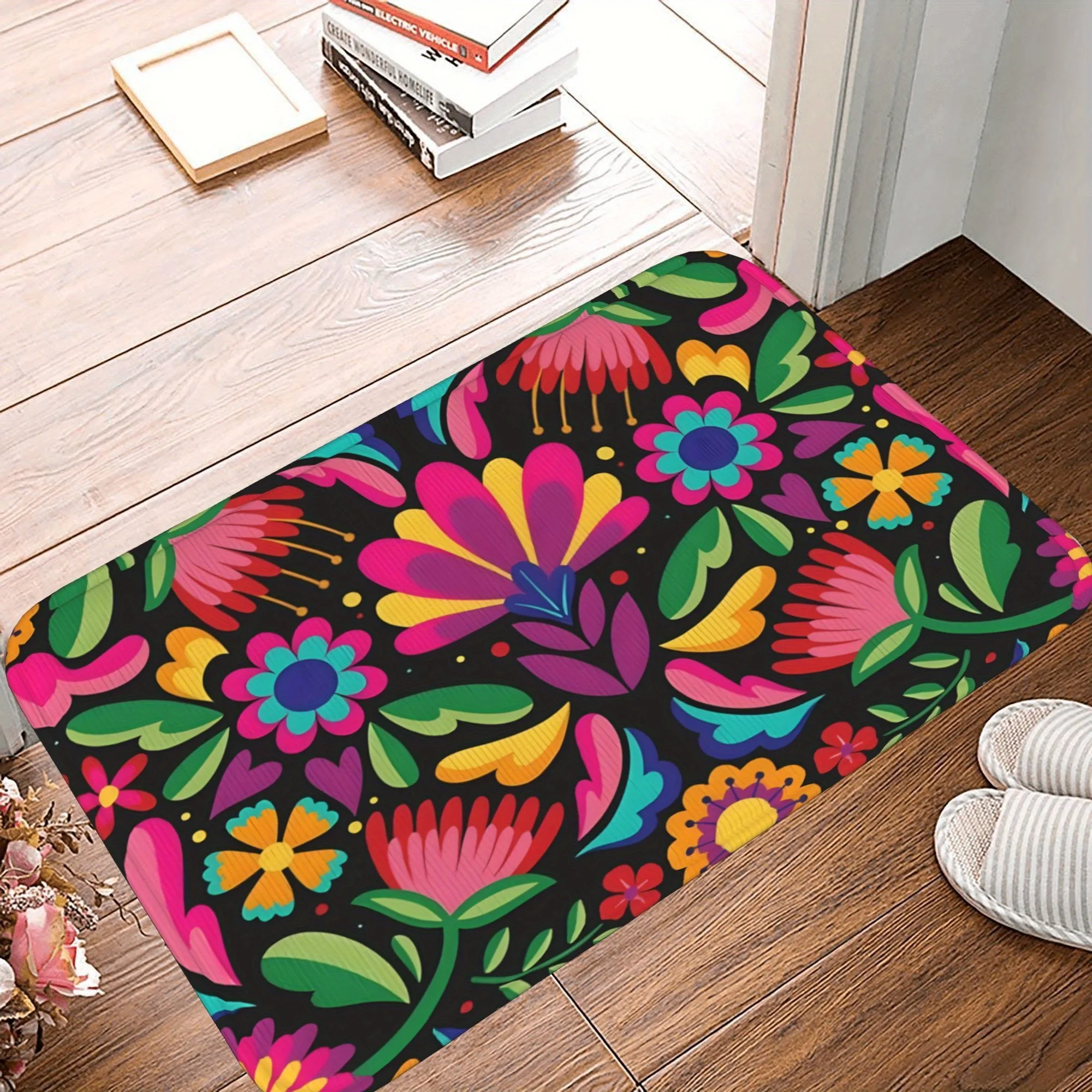 

1PC Botanicl Rainbow Kitchen Rug Non-Slip Door Mat Pop design Bathroom Rug Bath Mat Carpet for Home Sink Laundry ecoreeree