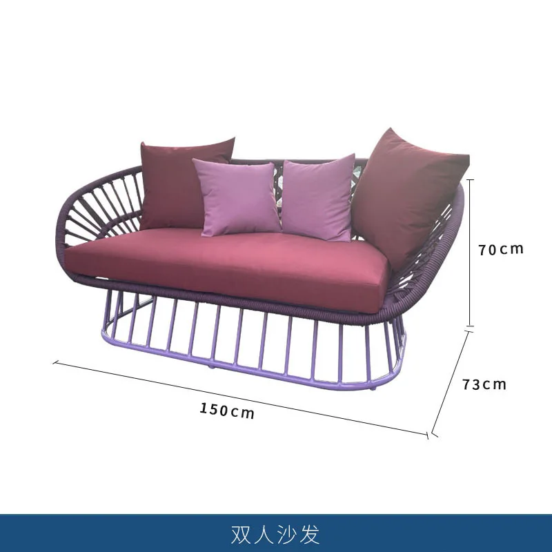 Seaside beach sofa outdoor balcony terrace day double rattan chair y