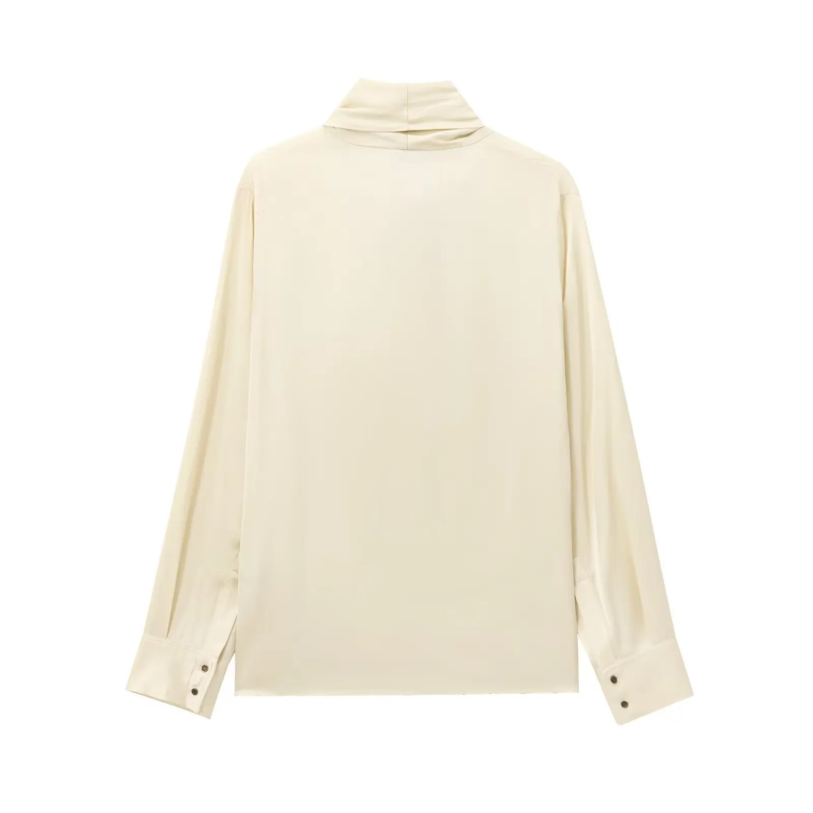 Silk Satin Feel irt with  Knot Design High Waist Sle Long Sve Women's Faion European Sle Polyester Fiber