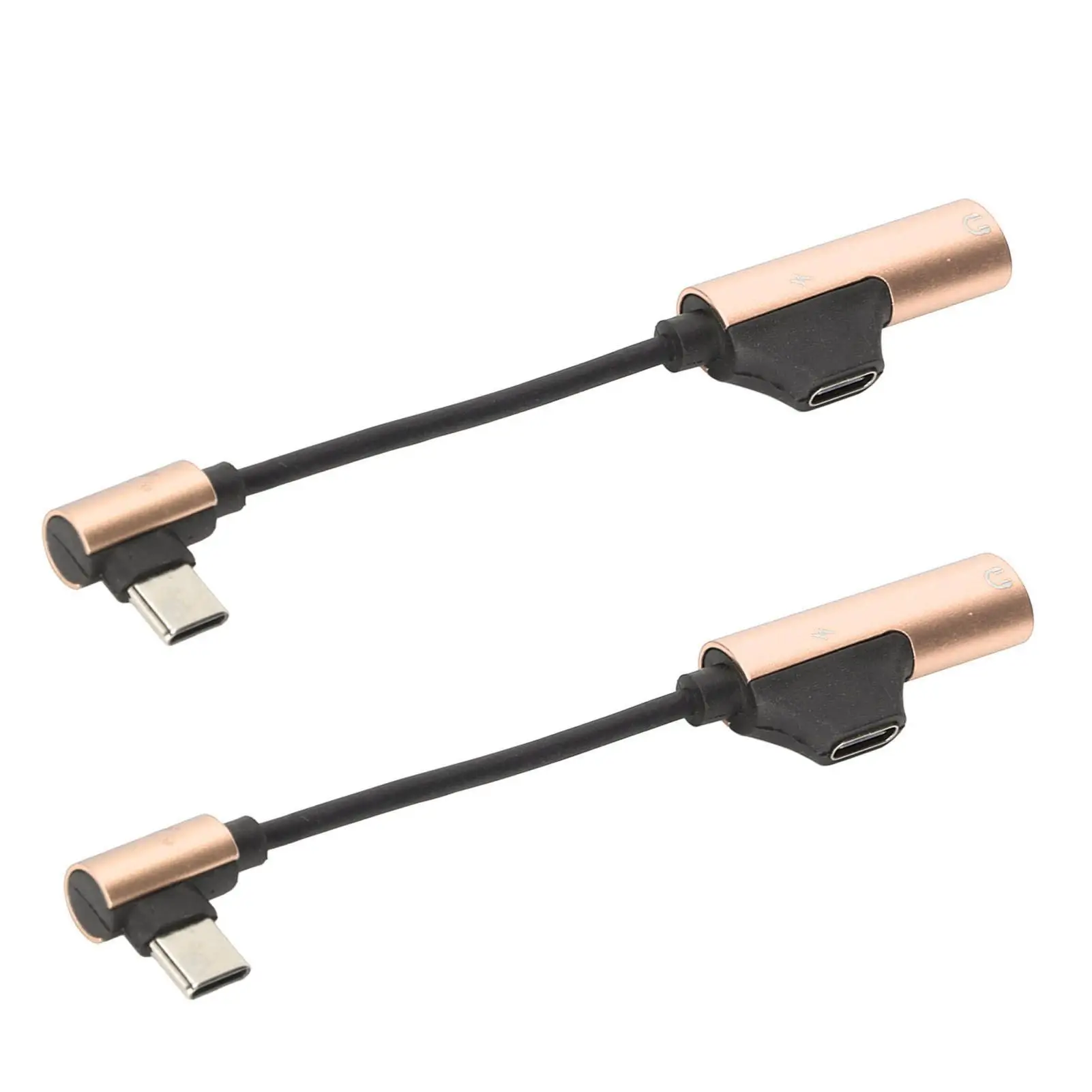 2Pcs for type C to 3.5mm Headphone Adapter Cable - Bendable 2 in 1 for Phone Tablet PC