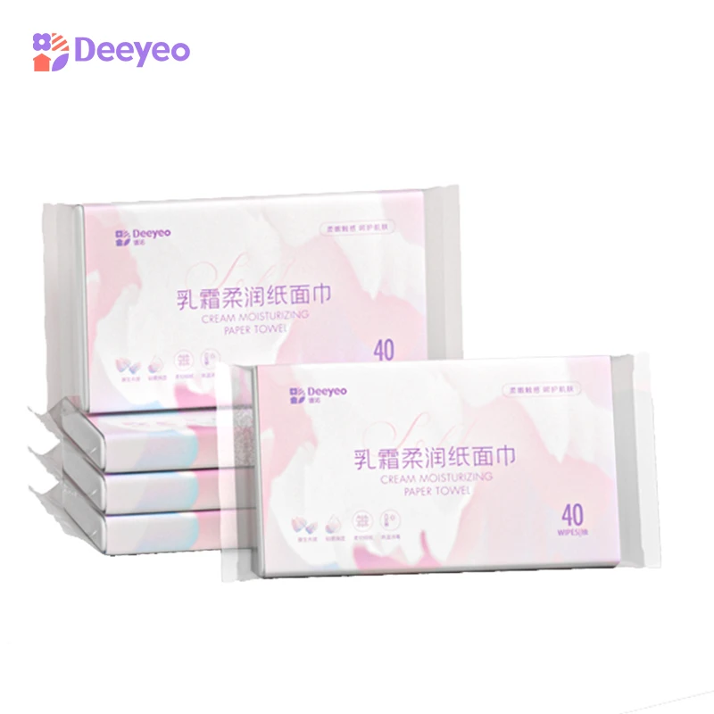 Deeyeo-Lingettes de mouchoirs pour le visage 100% coton, 3 couches, douces, à pompage, serviettes lisses, papier sec