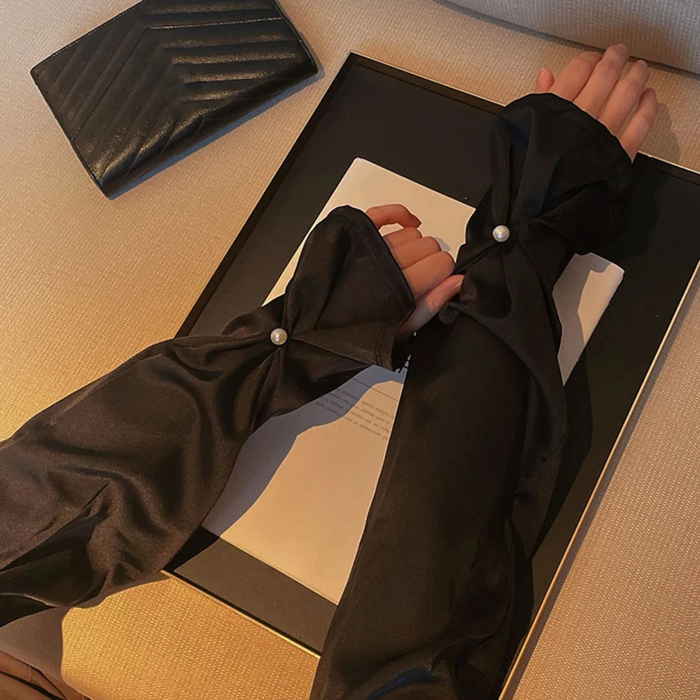 Защита от солнца Рукава из шелковой ткани Тонкие жемчужные дышащие длинные рукава Рукава для рук Защита от ультрафиолета Пряжа Солнцезащитные чехлы для рук