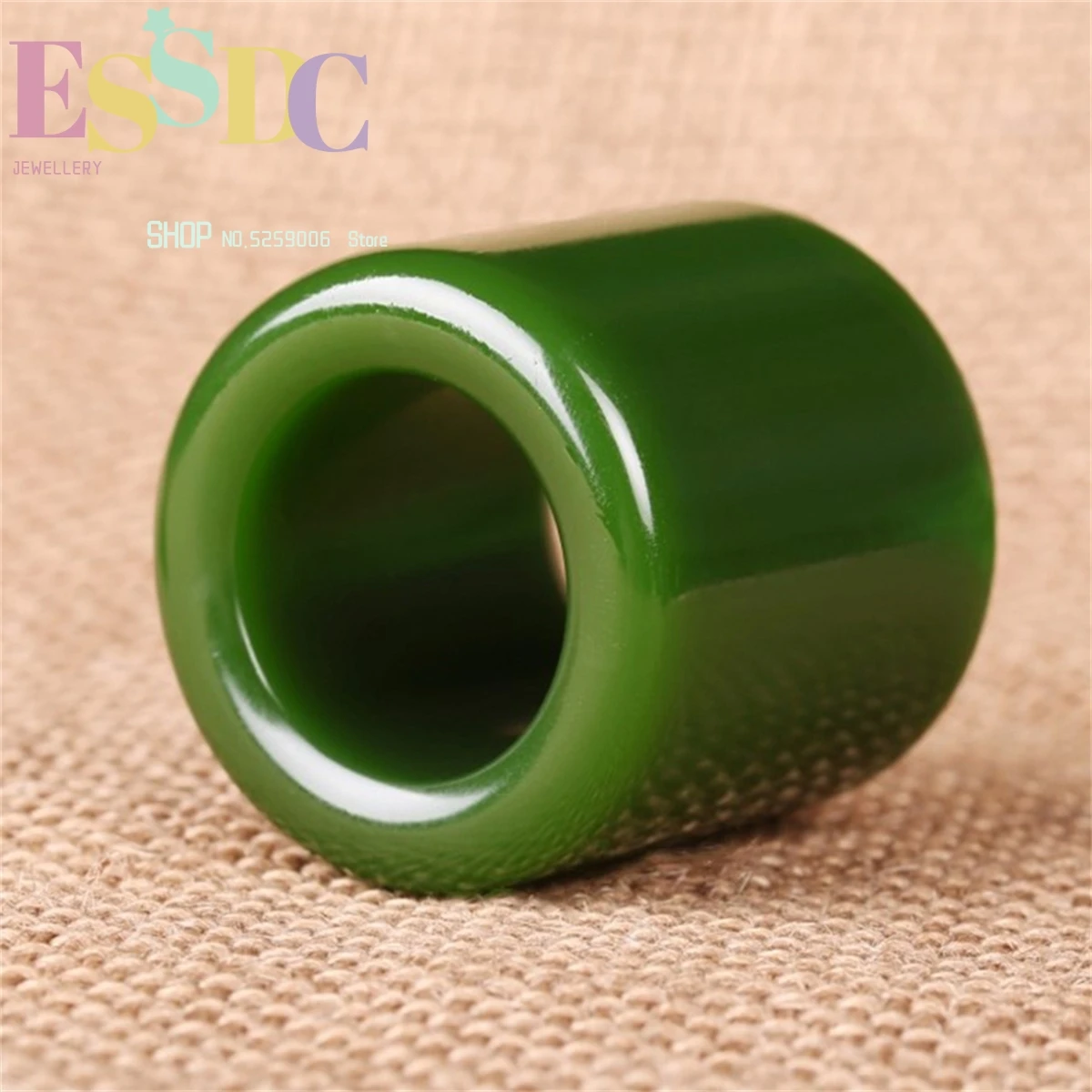 

Xinjiang Natural Hotan Jade Green Jade Ring Thumb JewelryEthnic Style Lucky Auspicious Dominant Men's and Women's Boutique Gift