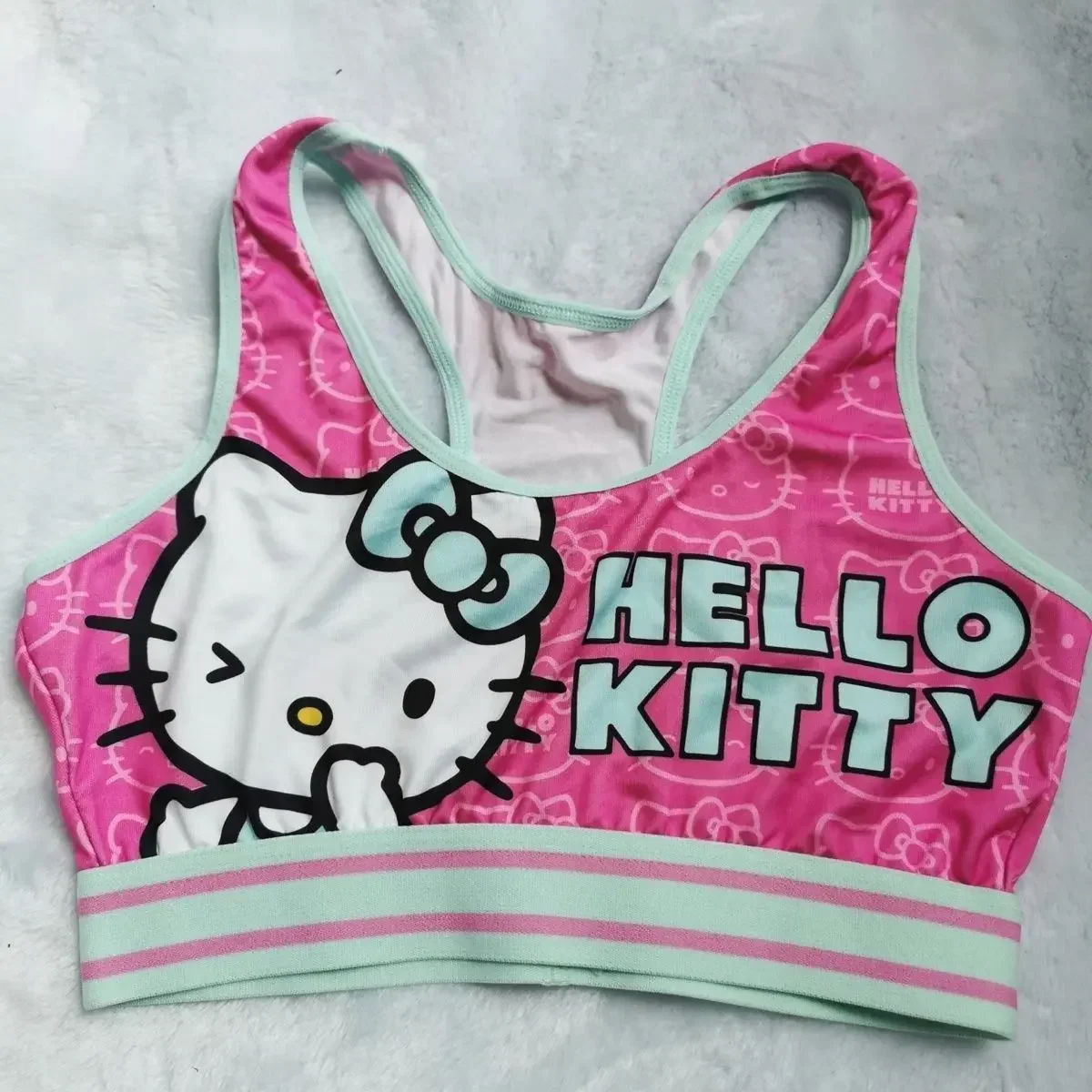 Sanrio Hello Kitty Tank Top Cartoon Cute Sports Back Yoga Y2k Student Comfortable Wire-free Underwear Kawaii Gift