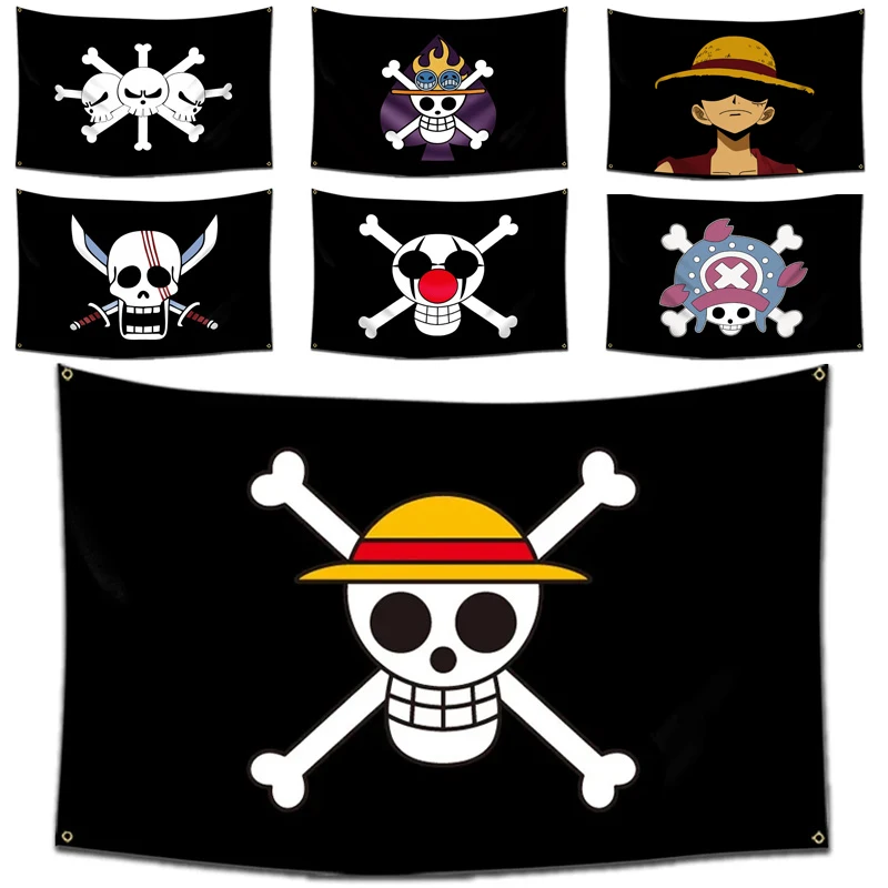 

One Piece Anime Jolly Roger Wall Decor Banner Painting Toy Cartoon Luffy Zoro Straw Hat Pirate Skull Flag Toys Gift