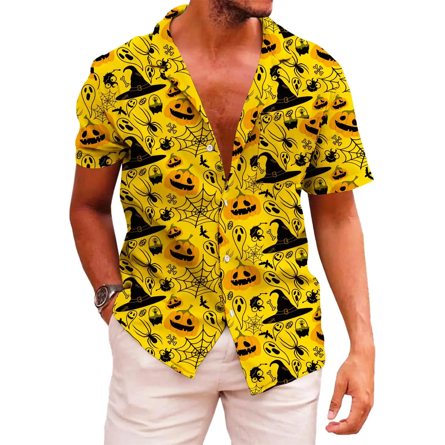 

KYKU Funky Hawaiian Shirt for Men Palm Beach Shirts Tropical Vacation Clothes