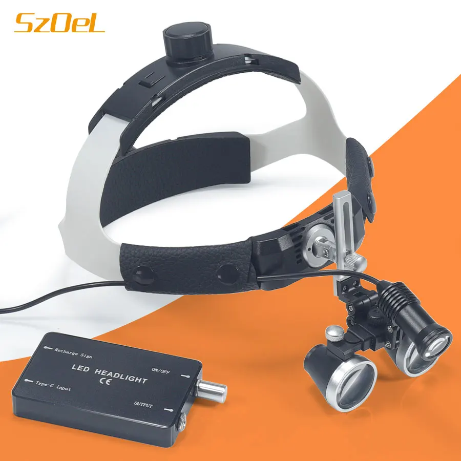

2.5X/3.5X Dental Loupes 5W Spotlight Headlamp Surgical Lamp Lab Medical Magnification Binocular Helmet Head-Mounted Magnifier