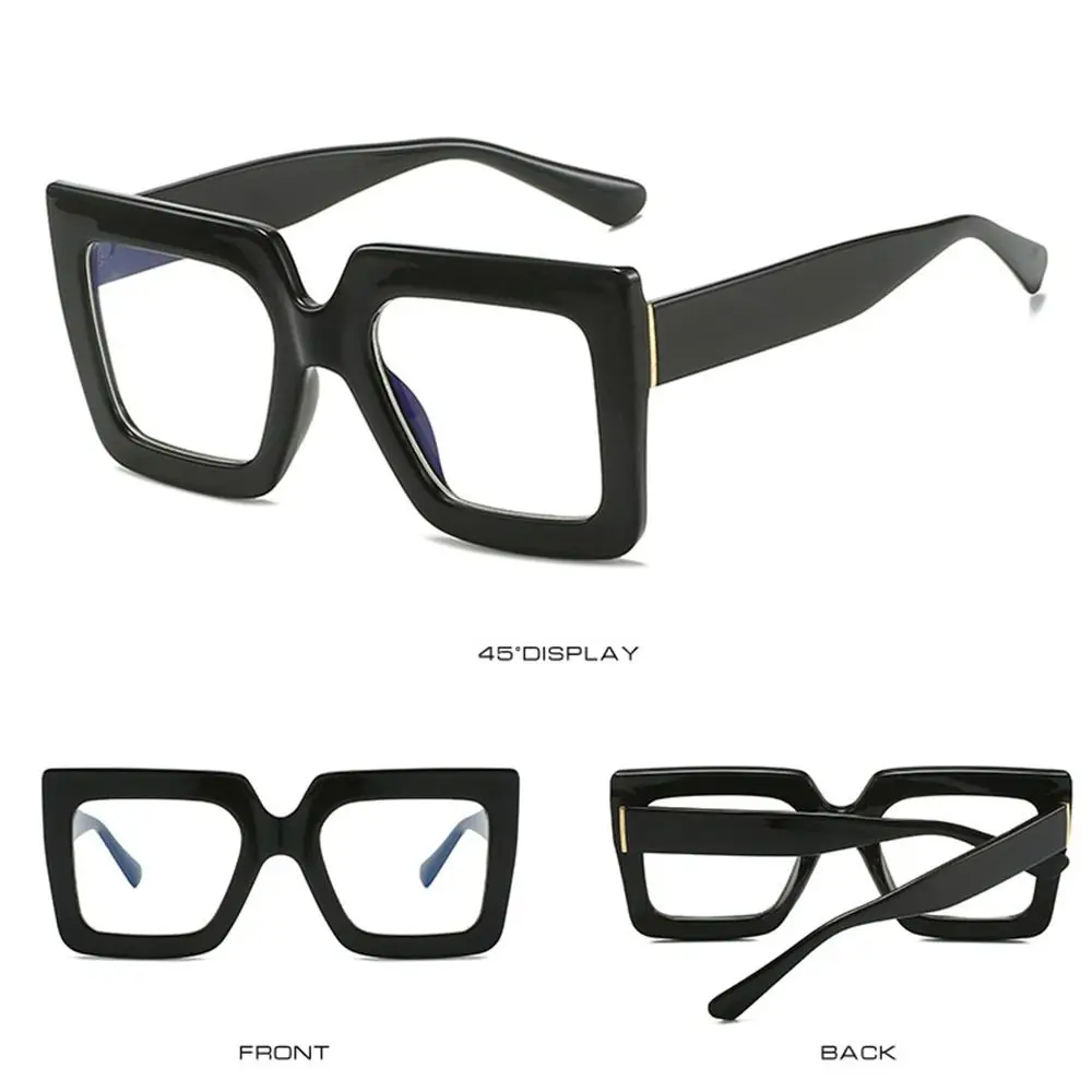 Retro Anti-Blue Light Glasses Oversized Frame Korean Style Ins Square Eyeglasses Lightweight Transparent Plain Glasses Computer - view 2