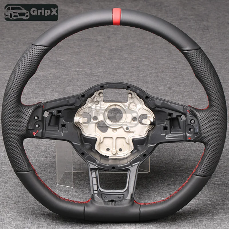 

Leather perforated steering wheel suitable for Volkswagen Golf 7, 7.5 GTI, red normal Can Be Equipped With Shift Paddles