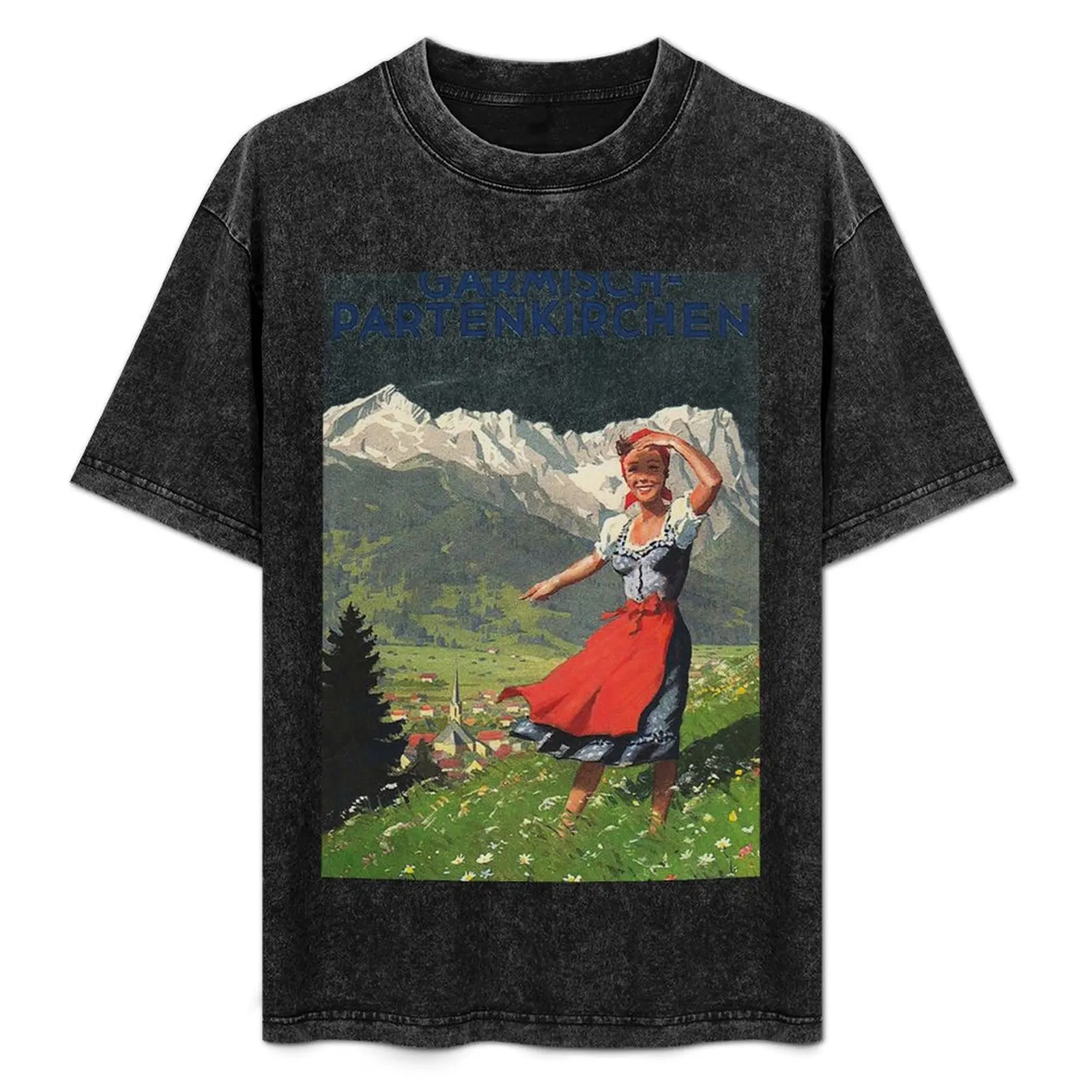 

Garmisch Partenkirchen... vintage tourist poster T-Shirt Work Utility Short Sleeve Shirt