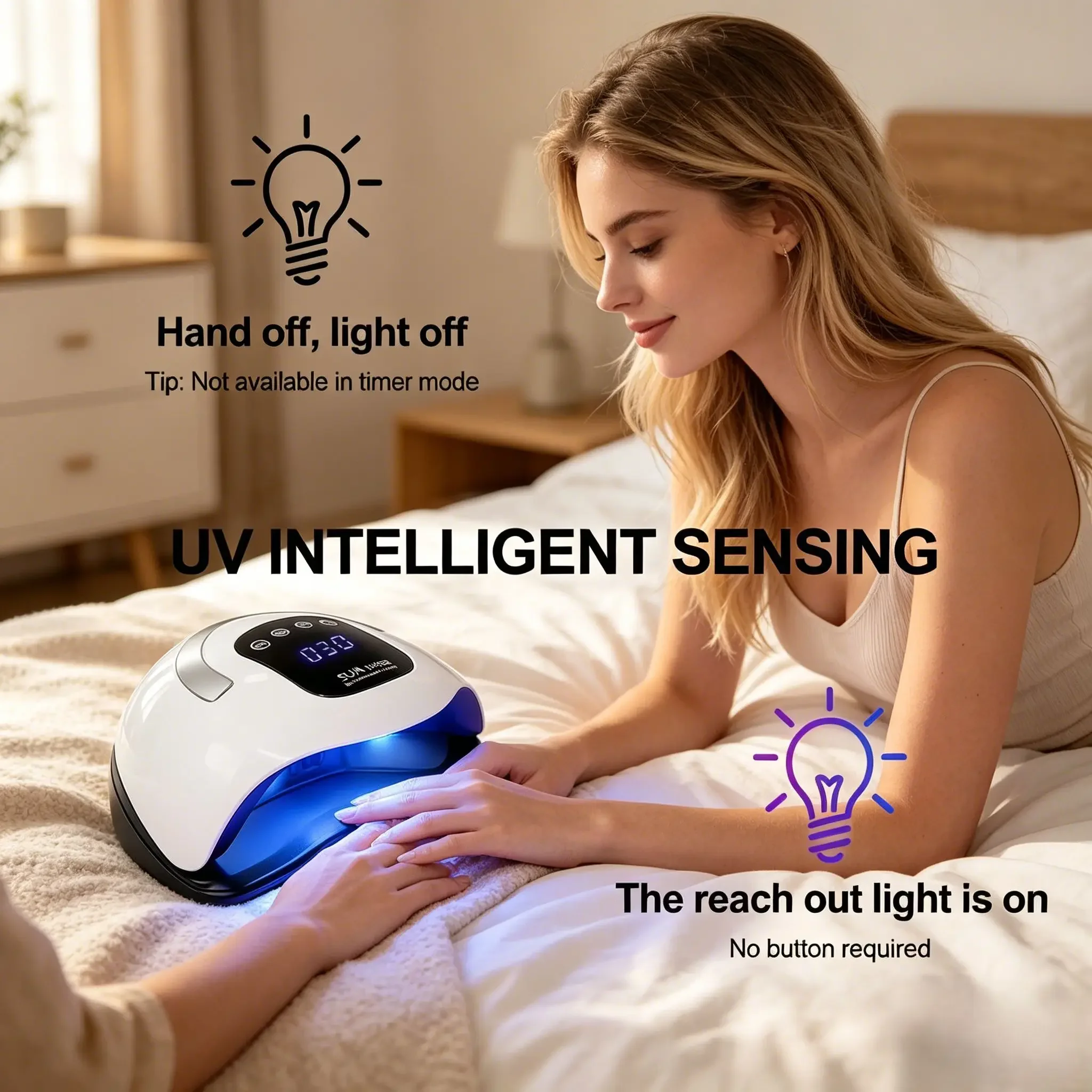 

72LED High Power UV Nail Lamp, Auto Sensor Fast Curing Nail Dryer, Professional Manicure Salon Tool for Gel Nail Polish
