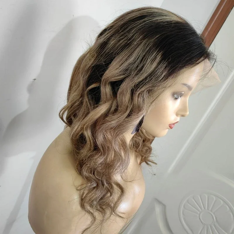 

Highlighting gradual change of color, half mechanism half hand hook 13 * 4 13 * 6 360 13 * 4 * 1 real hair cover