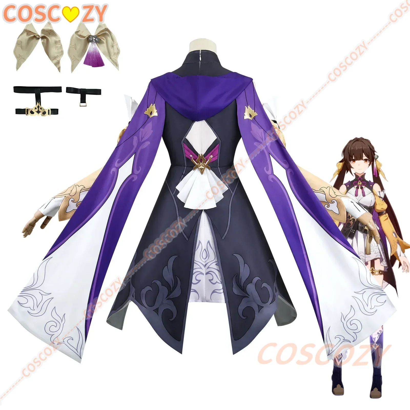 Peruca para mulheres, roupas de cosplay, dramatização, jogo Honkai: uniforme Star Rail, vestido Li Sushang, festa de Halloween