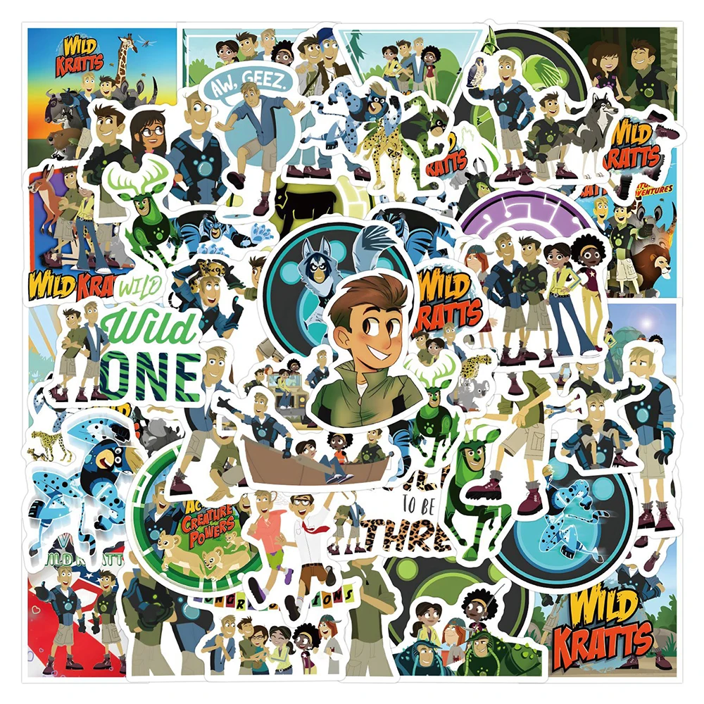 10/30/55pcs Cartoon Wild Kratts Stickers Funny Anime Decals for Kids DIY Phone Water Bottle Scrapbook Graffiti Cool Sticker Toy