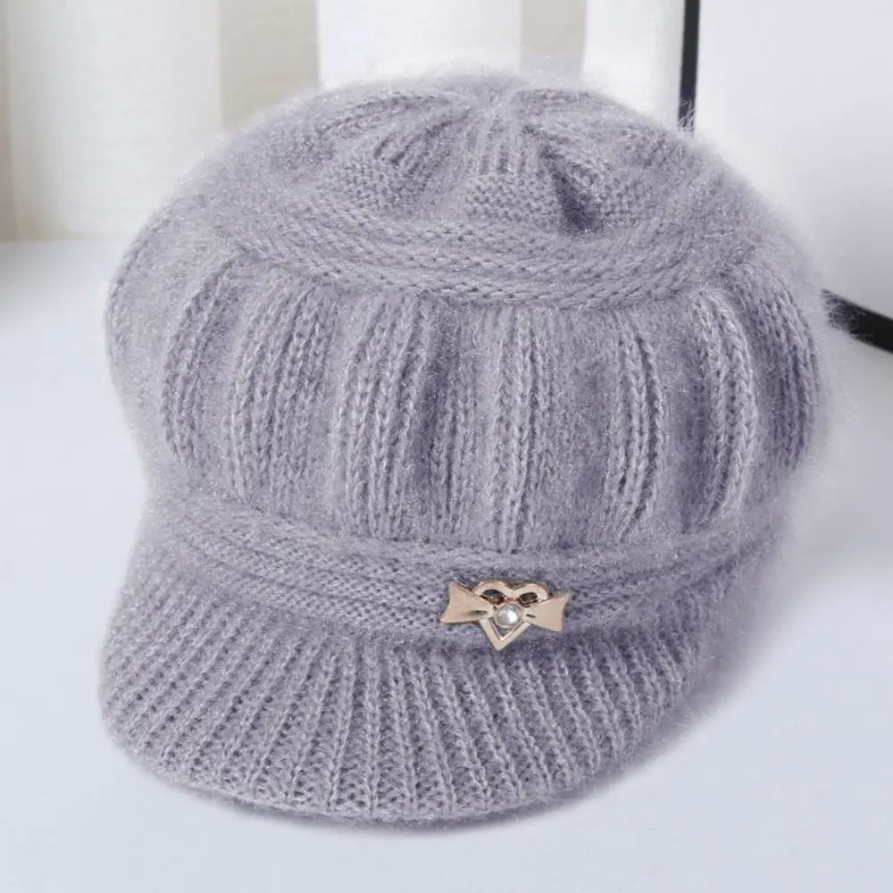 

Coral Fleece Ear Guard Keep Warm Peaked Cap Pumpkin Beret Hat Double Layers Protection Caps Women's Knitted Hat