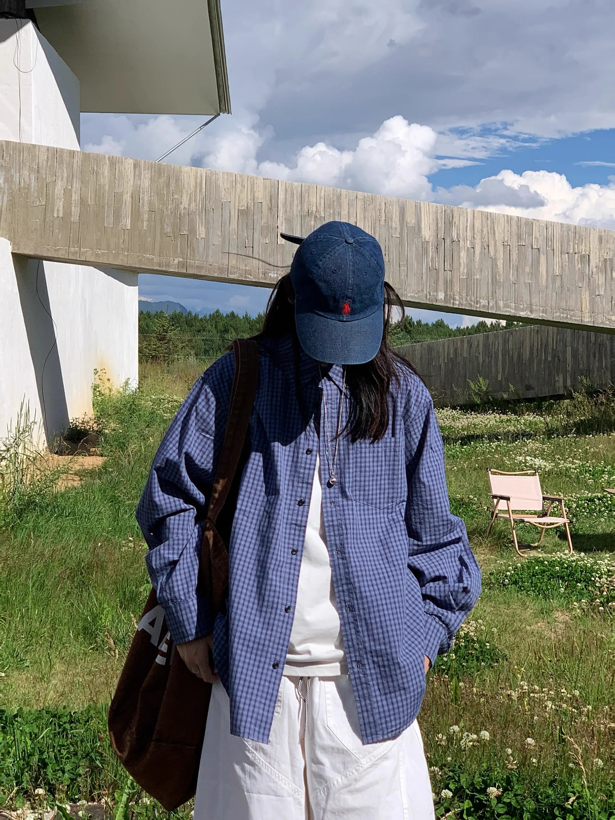 

Loose Casual Plaid Long Sve irt ex Vintage Sle Polyester Fiber Autumn Wearable Youth Faion Button up Coat