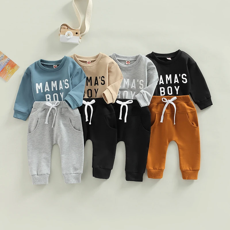 Ma&Baby 0-3Years Toddler Newborn Infant Baby Boy Clothes Sets Letter Long Sleeve Tops Pants Casual Outfits Tracksuit Clothing