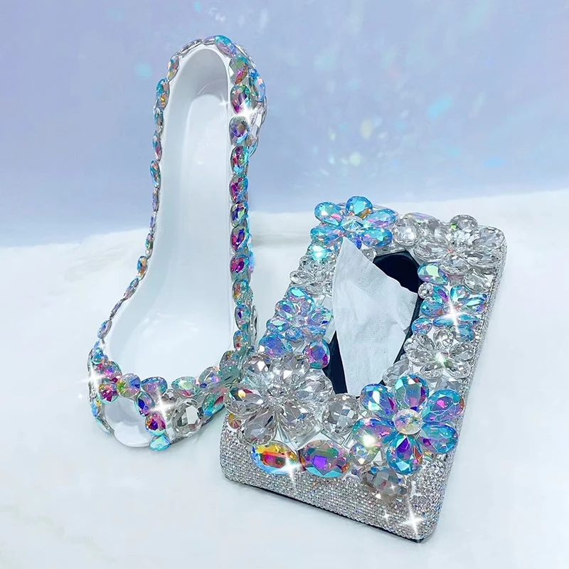 

Bling Diamond Коробка для салфеток Держатель Автомобильный диспенсер для салфеток Аксессуары Настольный ящик для хранения салфеток Украшения для дома