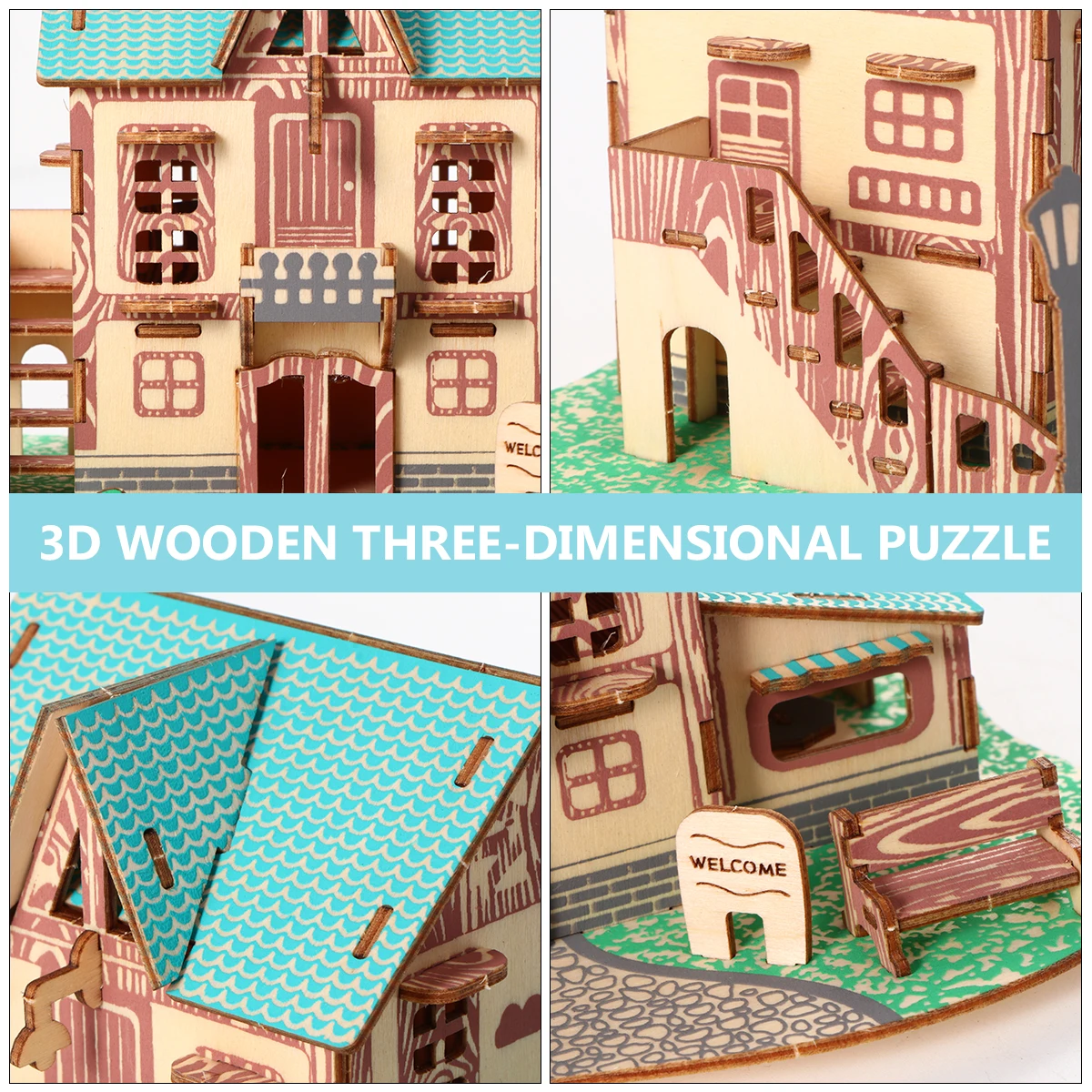 3D Wooden Educational Brain Teaser For -Friendly Diy Bright Colors Hand-Eye Coordination Training
