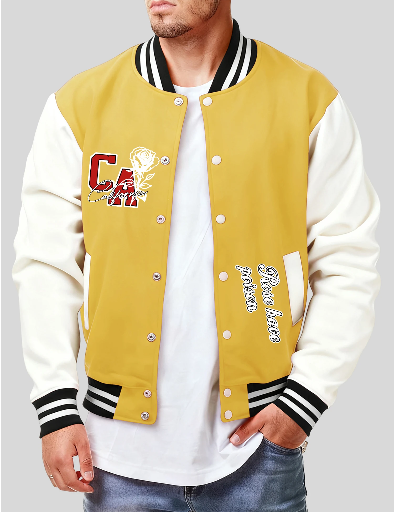 روز أوف كاليفورنيا نمط جاكيتات الرجال عادية جيب البيسبول معطف موضة فضفاضة قمة الخريف الشارع الرجعية للجنسين الملابس