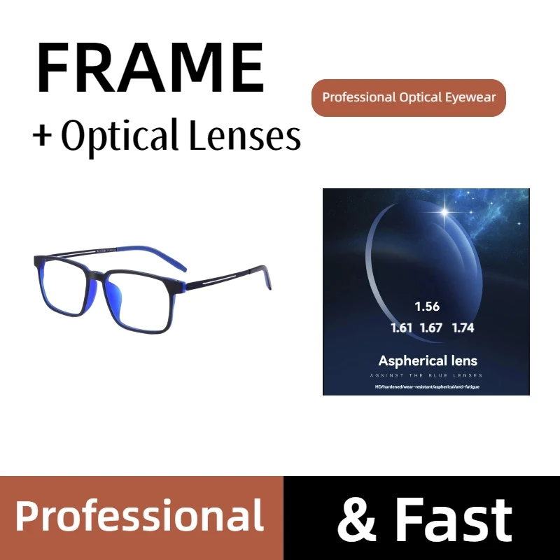 

Ultra-Light Pure Titanium Optical Frame Custom 1.56 1.61 1.67 1.74 High-Index HD Aspheric Resin Lenses for Myopia Reading Glasse