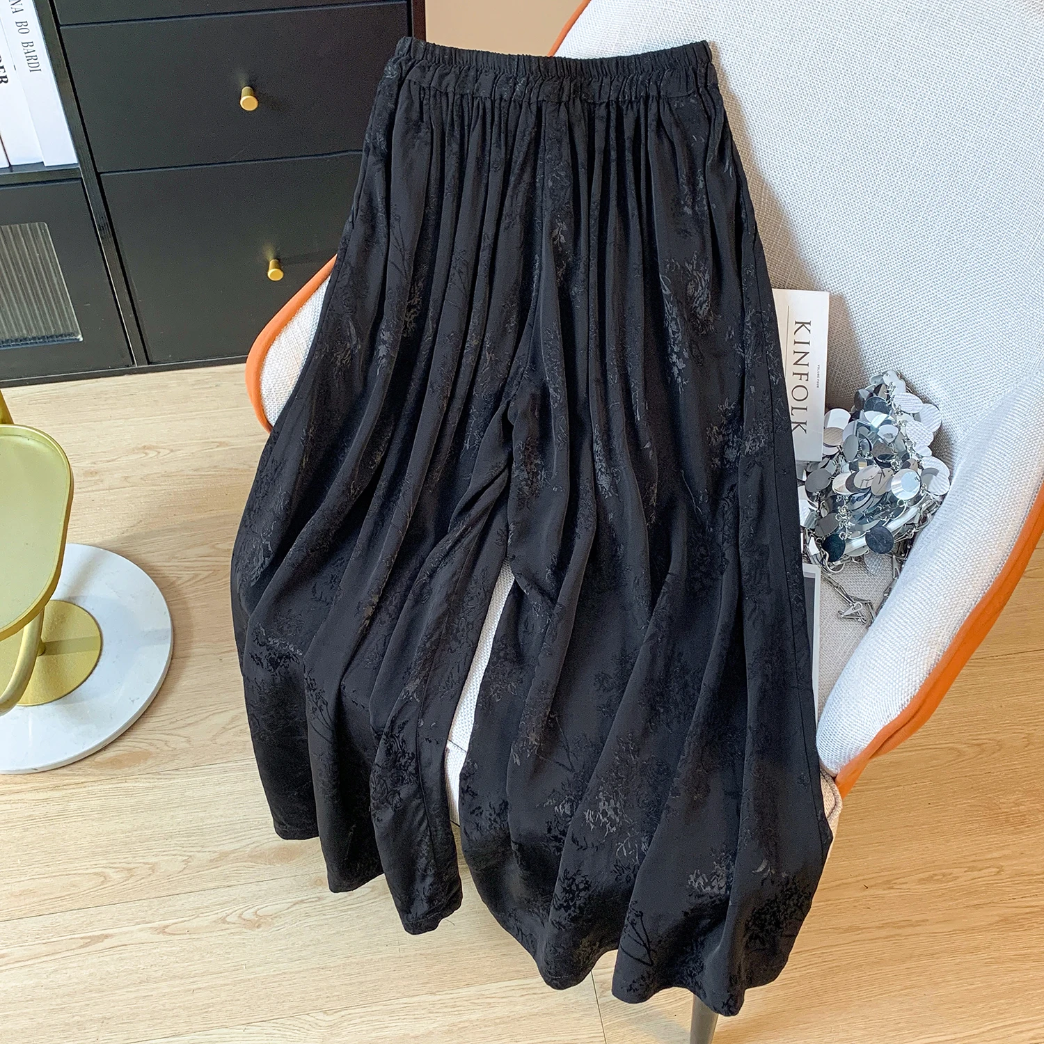 

Высококачественные широкие брюки с вышивкой, юбка, женские летние драпированные утягивающие свободные повседневные брюки с высокой талией