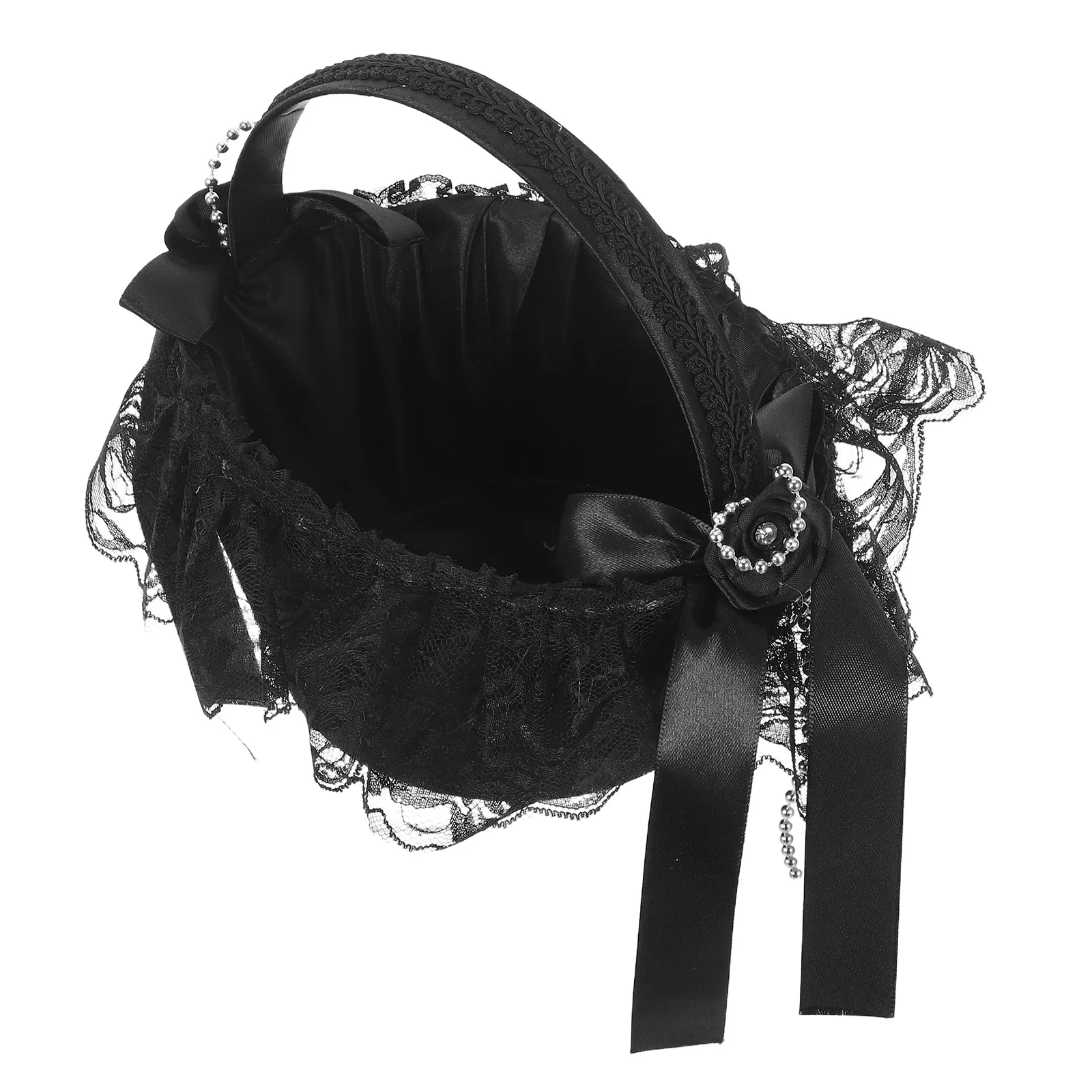 سلة زهور الزفاف، حامل بتلات مصنوع يدويًا باللون الأسود خفيف الوزن لحفلات الزفاف، قصاصات رمي صغيرة محمولة