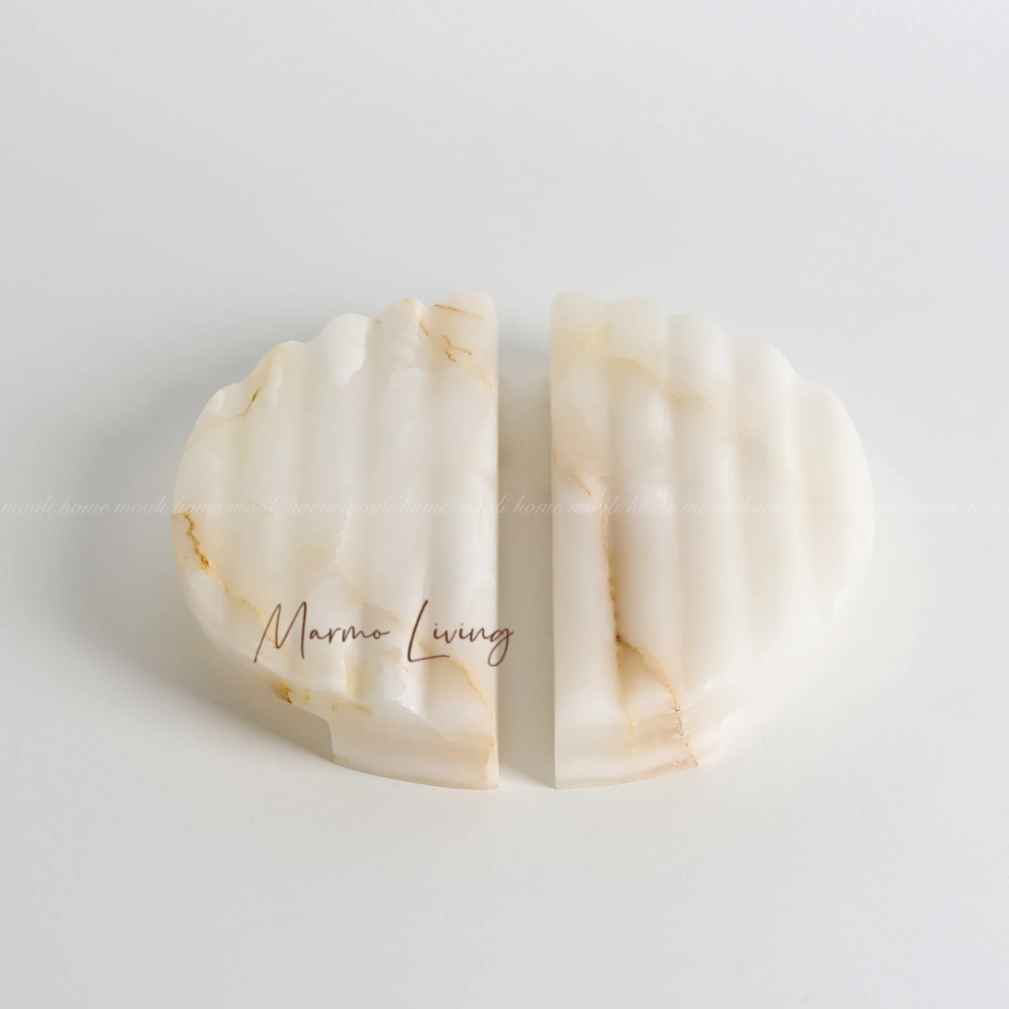 100%Natural Marble Glass Door Pull Semi Shell Shape Stone Handle Luxury Decorative Cabinet Handle for Clothing Shop Coffee Shop