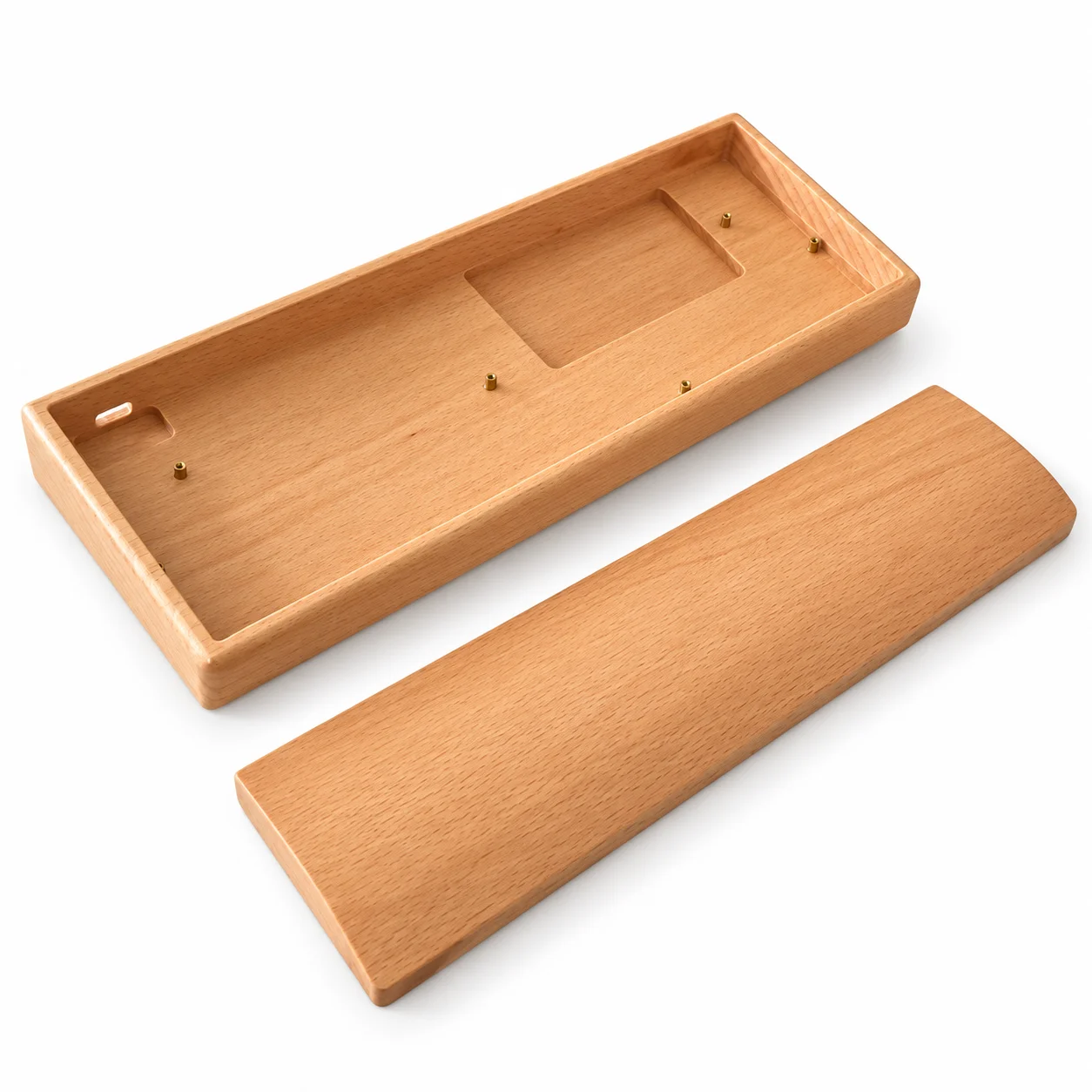 60% Wooden Keyboard Case with Wrist Rest, Solid Black Walnut/Beech, 7° Tilt, for GH60 Wooting 60HE DZ60 Poker 3