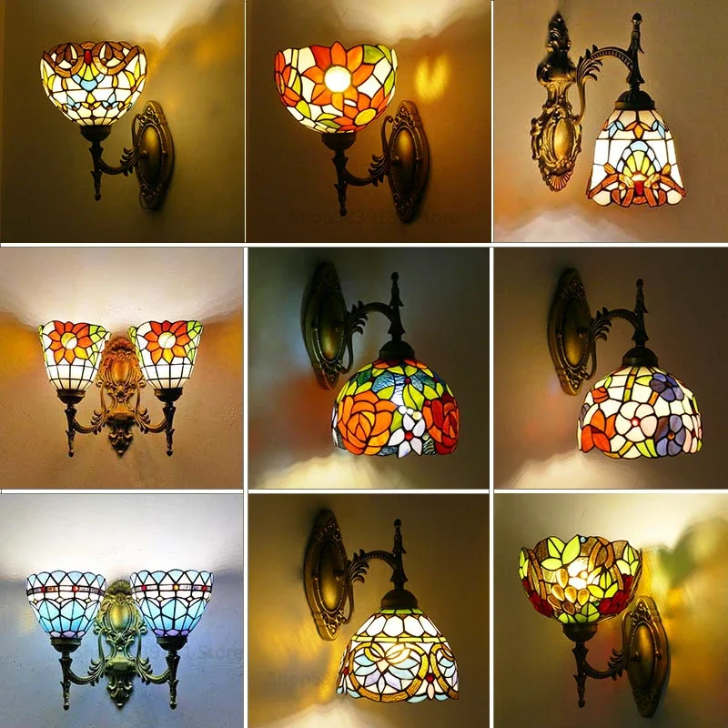 

Modern Home Decoration Wall Lamp Pure Handmade Colored Glass Lampshade LED Wall Lamps for Living Room Wall Decor Lighting E27