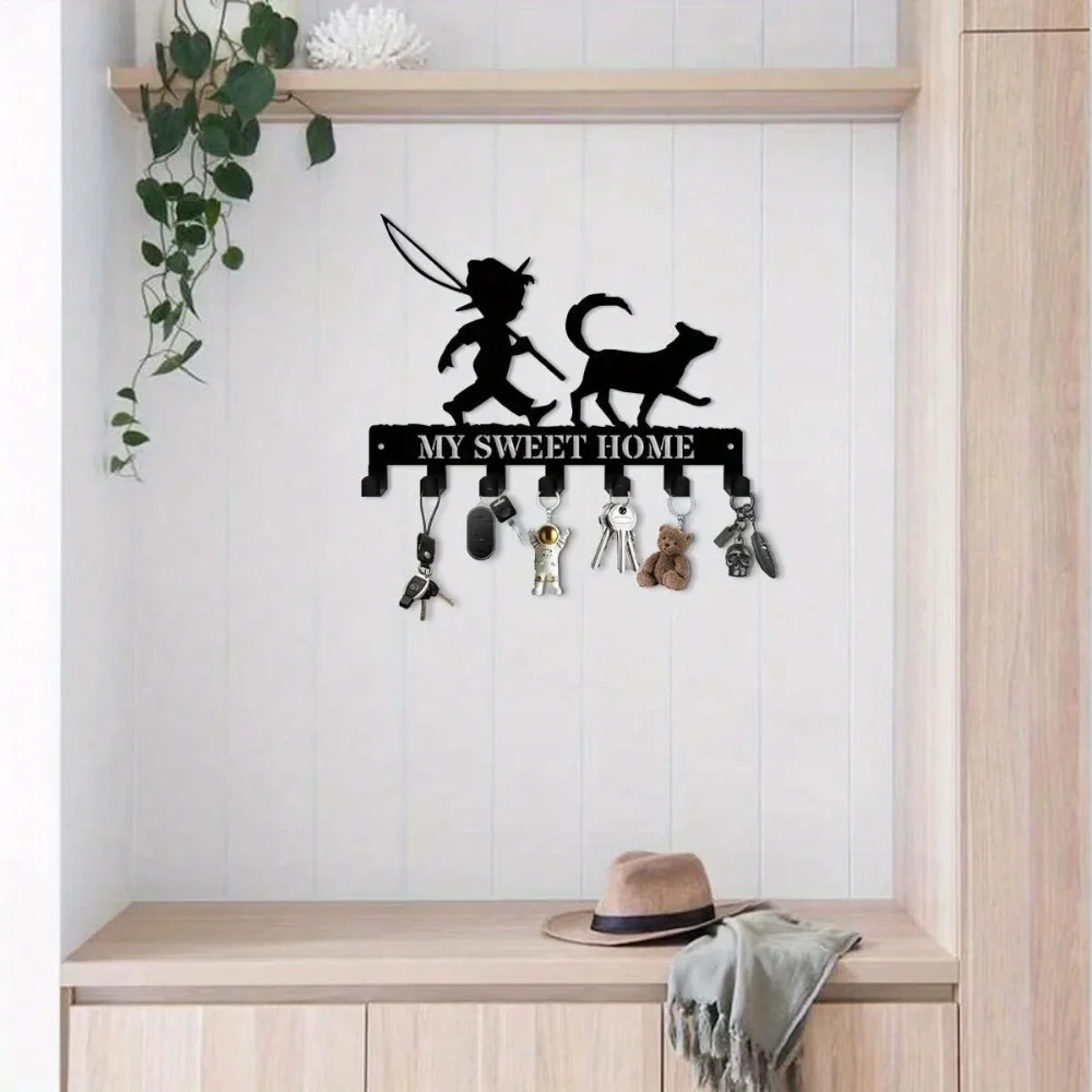 CIFbuy Metal Wall Art Fishing Dog Key Holder Multi Functional Home Decor Office Wall Hook For Keys Hats