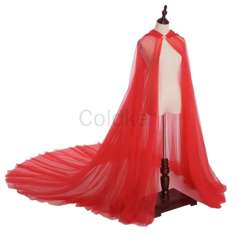 Cape de Mariage Longue en Maille Blanche pour Femme, Rétro, Solide, à Capuche, Halloween, Cosplay, Costumes de Vampire, Mariée, Automne