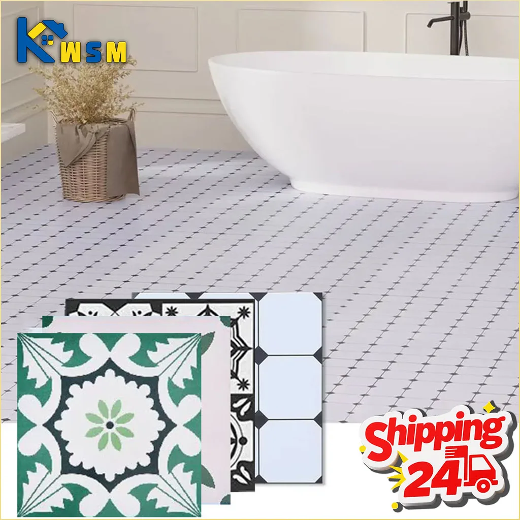 10PCS PVC Self Adhesive Waterproof Floor Tile for Bathroom Balcony Stone Plastic Plank Easy Install Durable Home Renovation