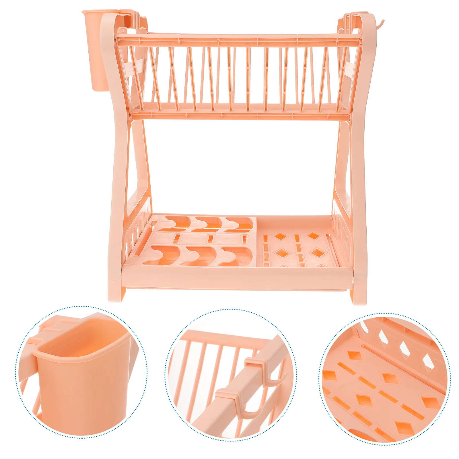 

Multifunctional Plastic Kitchen Storage Rack Dish Drain Holder Non-Slip Ventilated Countertop Organizer Whitekitchen