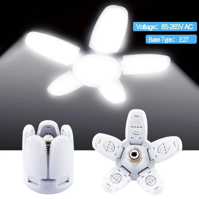 E27 LED Bulb Fan Blade Garage Light AC 85-265V Foldable Fixture Lights Workshop Lamp Led Light Bulb  For Home Ceiling Light