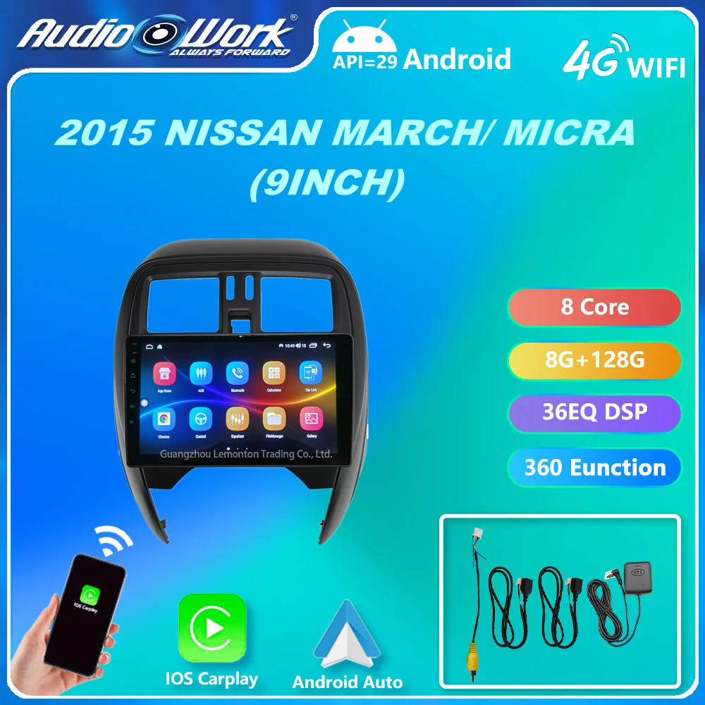 For NISSAN MARCH/MICRA 2015 9inch QLED Screen Headunit Device Double 2 Din Car Stereo GPS Navigation Android Car Radio