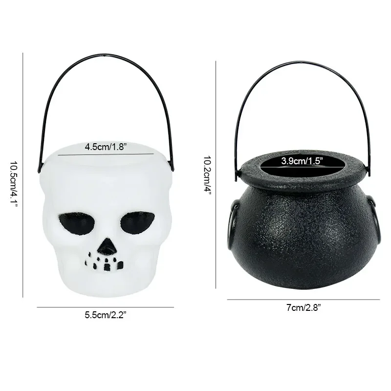 Mini Halloween Candy Bucket Witch Skeleton Cauldron Holder Party Decoration Props