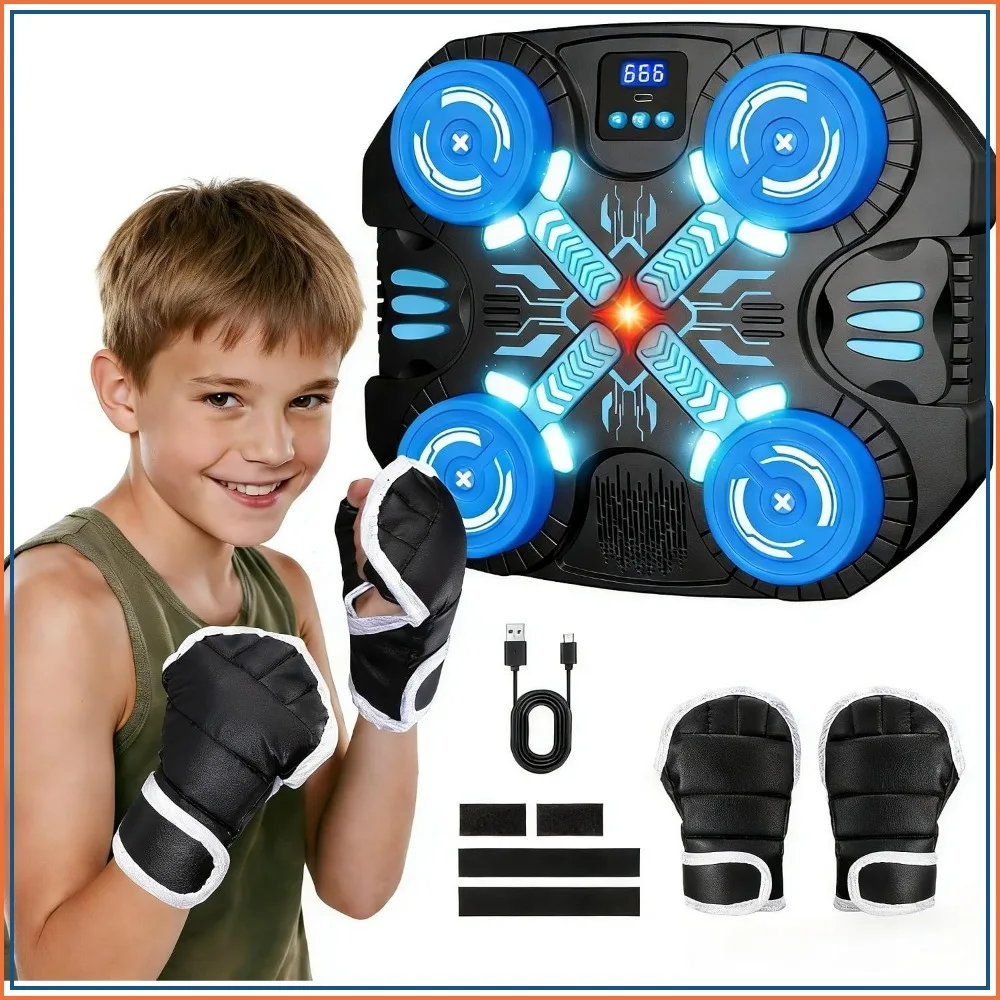 Máquina de Boxeo Musical para Niños de 4 a 10 Años, 3 Modos de Juego, Bluetooth y LED, Juguete de Boxeo Seguro, Regalo de Cumpleaños