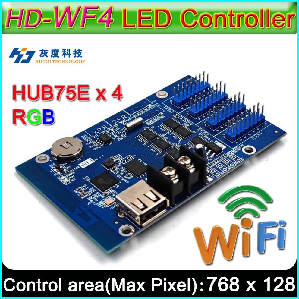 HD-WF4(HD-W60-75)RGB LED Display Controller, Full Color LED Sign Module Control Card,U-Disk And WIFI Wireless Control