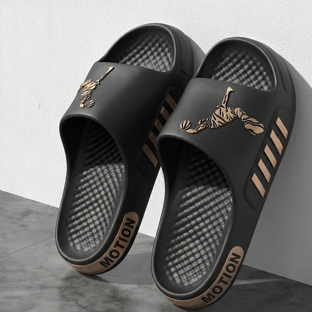 

Мужские тапочки контрастного цвета на толстой подошве из ЭВА, противоскользящие, износостойкие и удобные, для дома и улицы, повседневная обувь.