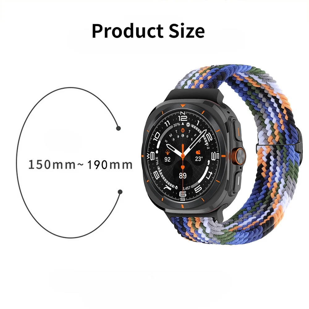 سوار نايلون مضفر لساعة سامسونج جالاكسي ، حزام قابل للتعديل ، طرف منحني ، رياضة فائقة ، سوار بدون ثغرات ، الترا ، 47