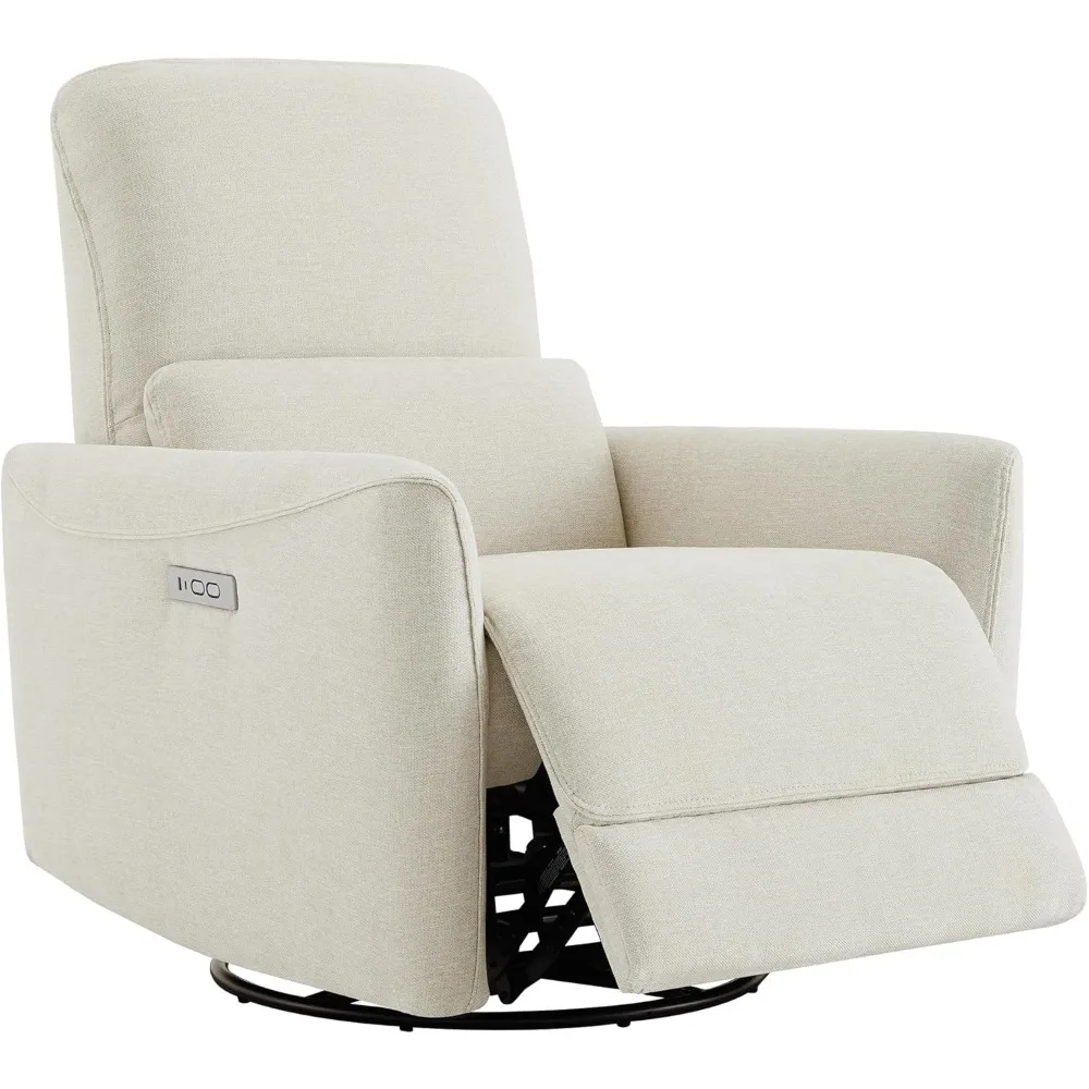 

Power Recliner Chair Swivel Glider, Upholstered Living Room Nursery Reclining Sofa Chair with Lumbar Support