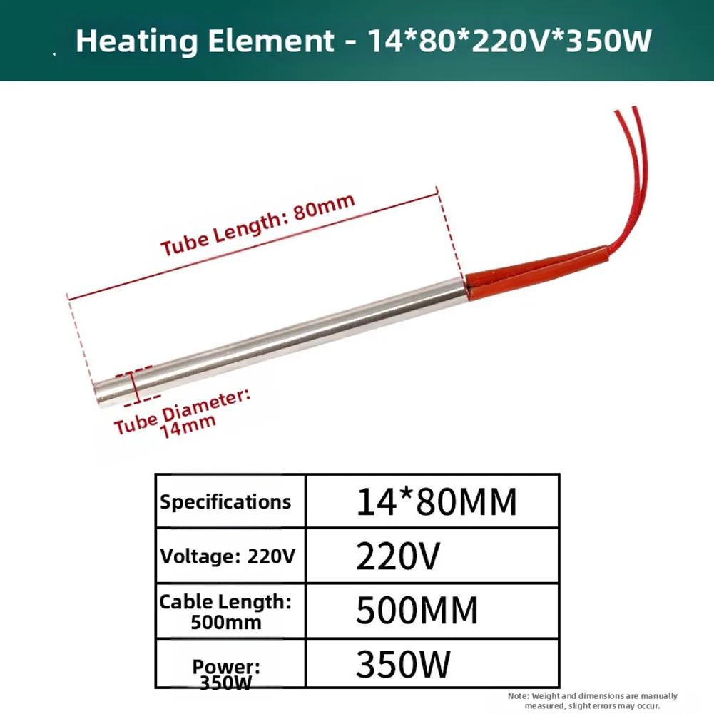 8mm Diameter Heating Element for Edge Banding Machines Used in Glue Pan Heating Applications With Dual Voltage Compatibility