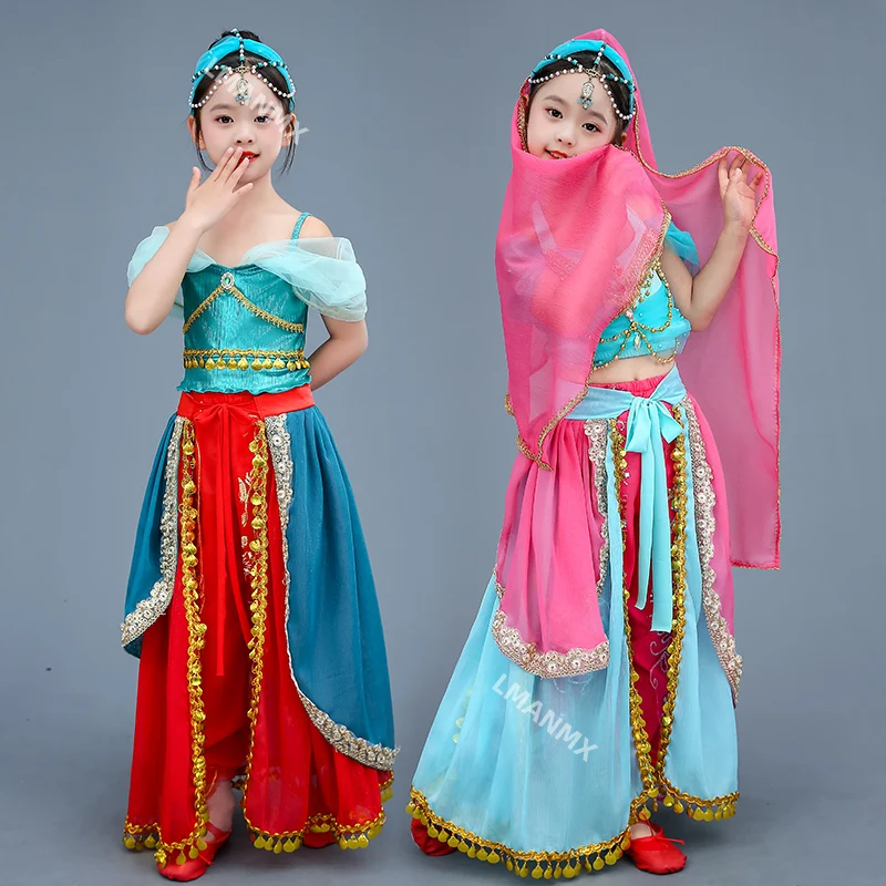 New Children's Xinjiang Flower Exotic Belly Dance Tianzhu Girls' Ethnic Dance Costume